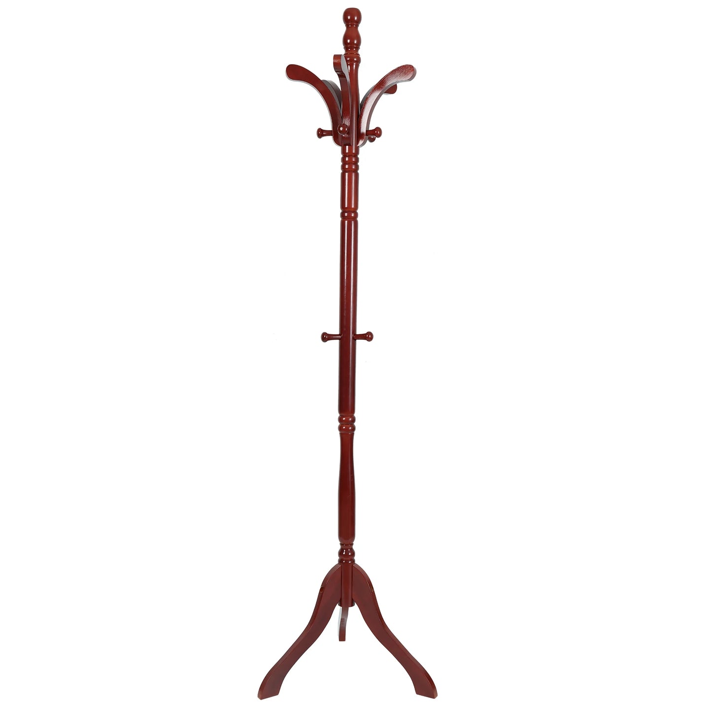 Wood Coat Hat Rack Stand Clothes Hanger Hall Tree Height Adjustable Entryway Clothes Rail