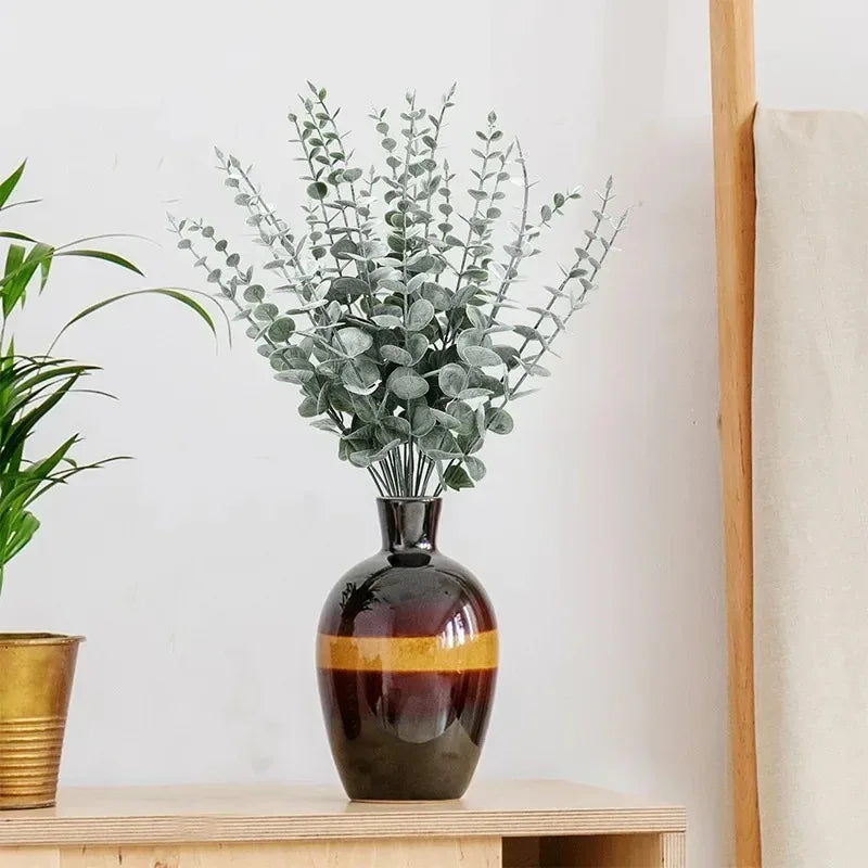 10/36PCS Artificial Eucalyptus Stems Green Leaves Eucalyptus Branches Flower Bouquet Wedding Christmas Decoration Fake Plant
