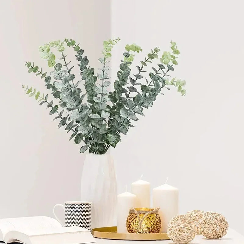 10/36PCS Artificial Eucalyptus Stems Green Leaves Eucalyptus Branches Flower Bouquet Wedding Christmas Decoration Fake Plant