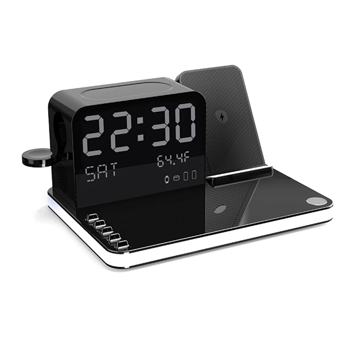 SEMOIC Wireless Charging Station 7 in 1 Fast Charger Stand with Clock Night Lights for Watches Smartphones