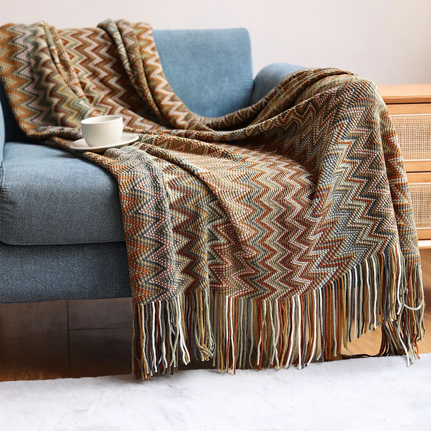 Bohemian Sofa Blanket Summer Knitted Throw Blanket Lazy Travel Shawl Office Air Conditioning Nap Blanket Throw Blanket for Sofa