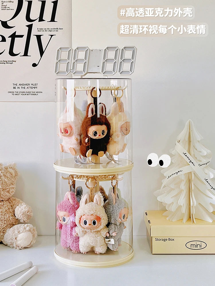 Labubu Pendant Display Box Rotating Transparent Labubu Doll Handmade Blind Box Storage Display Rack Decoration In Stock