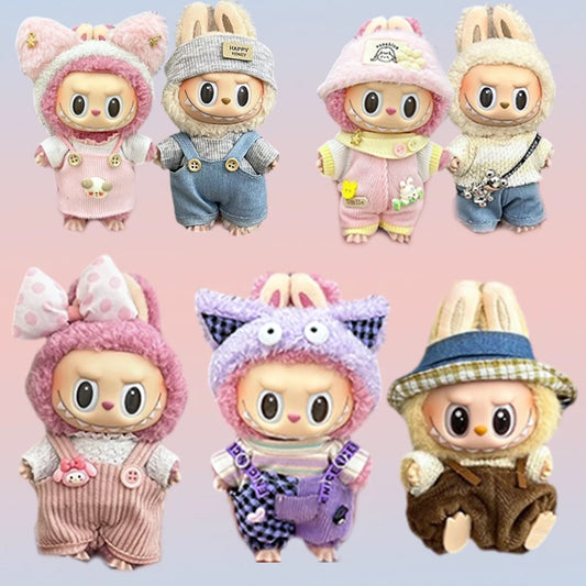 Labubu Clothes Fashion Overalls Labubu Idol V1 V2 Dolls Clothing Accessories 15/17cm Plush Doll Universal Toy Gifts Hot In Stock