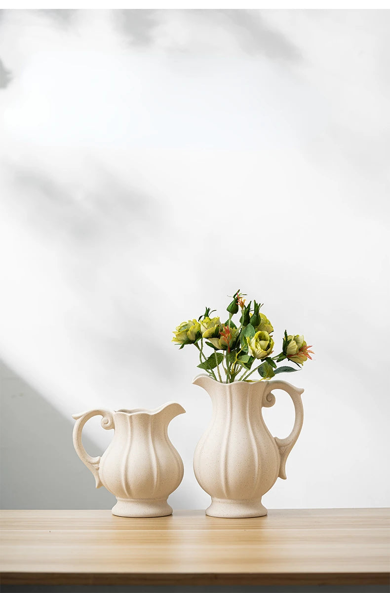 White Pot shaped Ceramic Vase Kettle Ceramic Vase Dual-use Irrigation And Watering European Minimalism