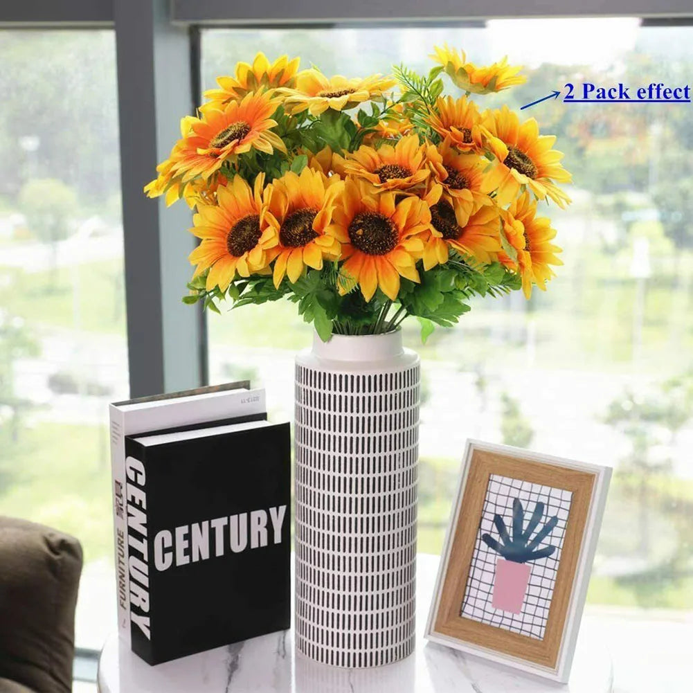 7 Heads Artificial Sunflower Bouquet Silk Fake Flower DIY Wedding Home Party Festival Decor Gift Centerpieces Living Room Supply