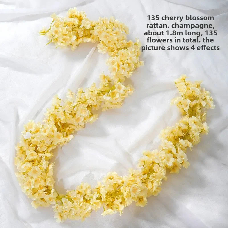 Artificial Cherry Blossom Flower Vines Fake Flowers Hanging Silk Flowers Garland for Wedding Party Garden Home Decor