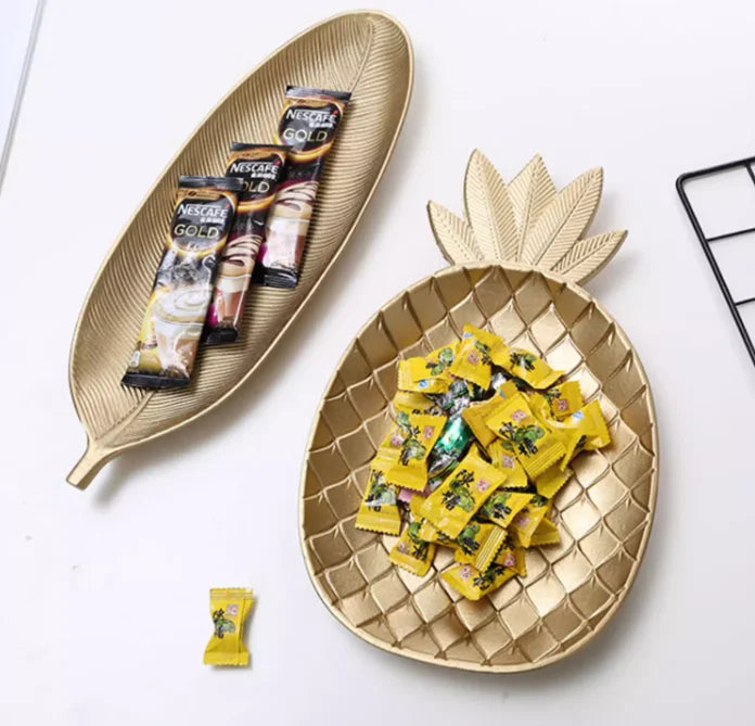 Nordic Wooden Tray Gold Leaf Shape Serving Tray Jewelry Pallet Fruit Snack Candy Dish Table Decoration Storage Organizer