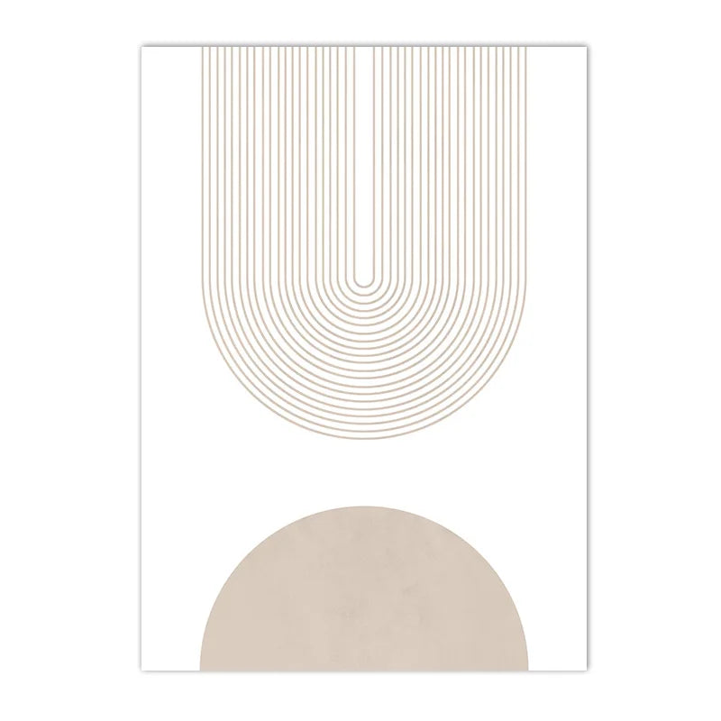 Modern Minimalist Wall Art Geometric Beige Boho Line Canvas Painting Bohemian Poster Prints Pictures Bedroom Living Room Decor