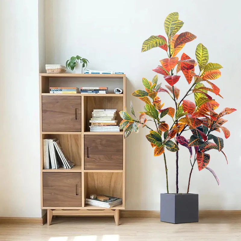 70-100CM Large Fake Ficus Artificial Tropical Rubber Plants Plastic Codiaeum Leaves Autumn Leaves Home Garden Decoration