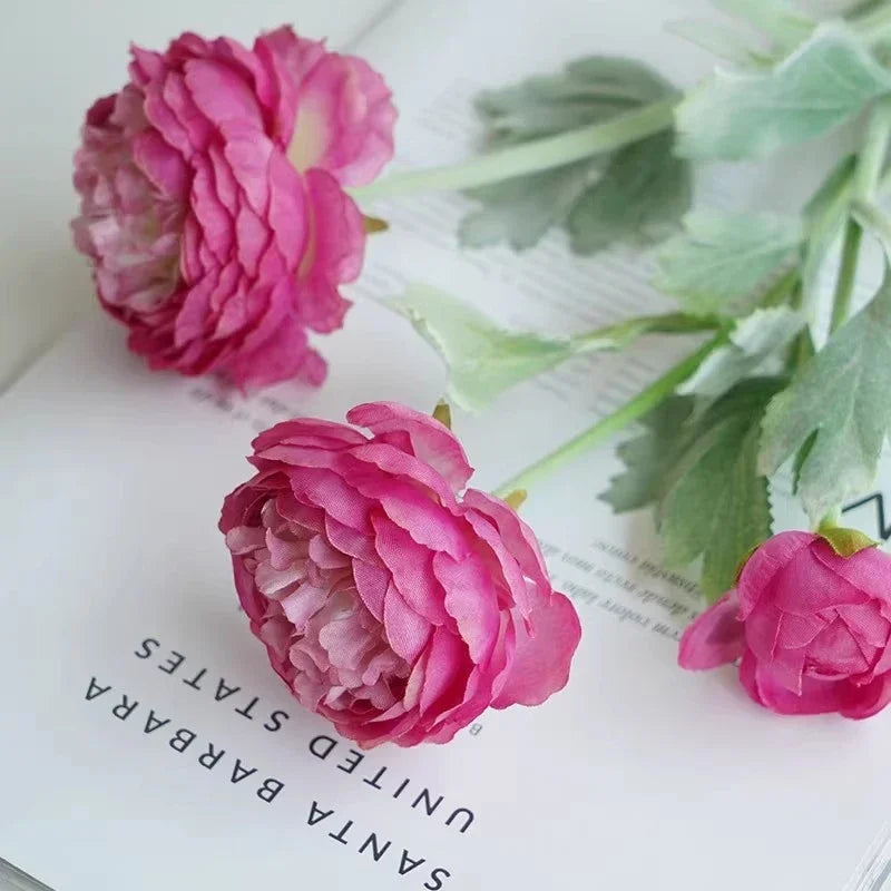3 Heads Elegant Artificial Flowers Silk Peony Bouquet Home Decor Party Bride Wedding Decorations pink Fake peonies Plants