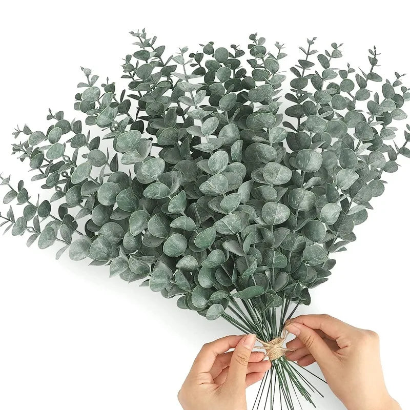 10/36PCS Artificial Eucalyptus Stems Green Leaves Eucalyptus Branches Flower Bouquet Wedding Christmas Decoration Fake Plant