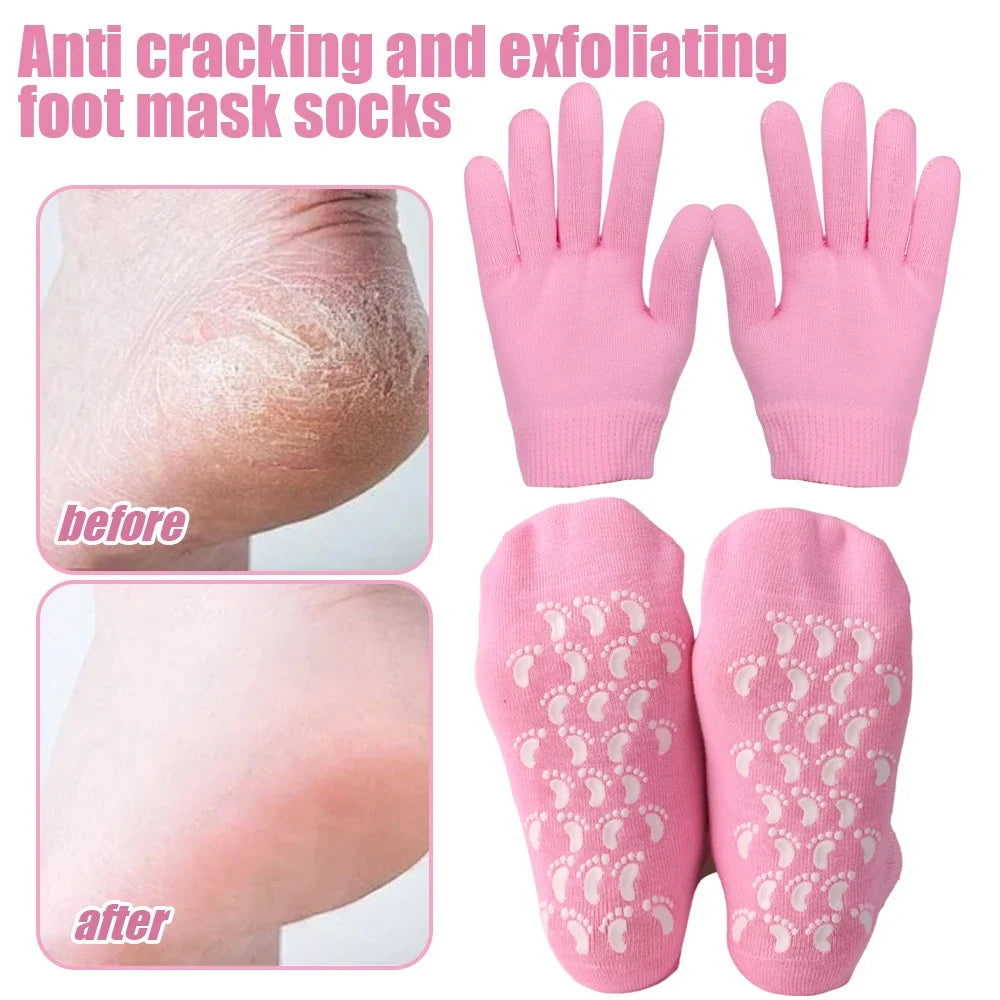 Reusable Moisturizing Mask Socks Exfoliating Anti Crack Silicone Protective Gloves Dry Dead Skin Remover Hand Foot Care Tools