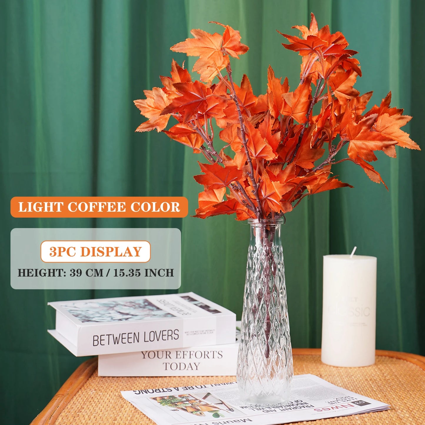 Fall Artificial Maple Leaf Flowers Bouquet for Home Room Decor Wedding Marriage Party Decoration Fake Plant Garden Vase Ornament