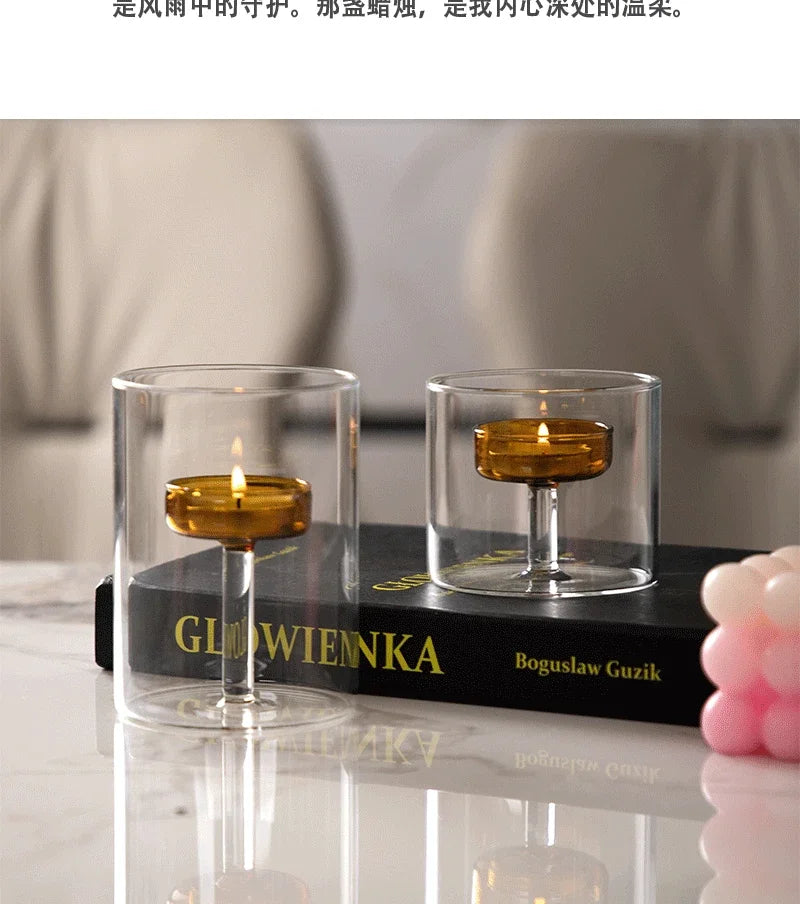 European Style Light Luxury Dining Table Candle Holder Candlelight Dinner Prop Romantic Candle Holder Decoration