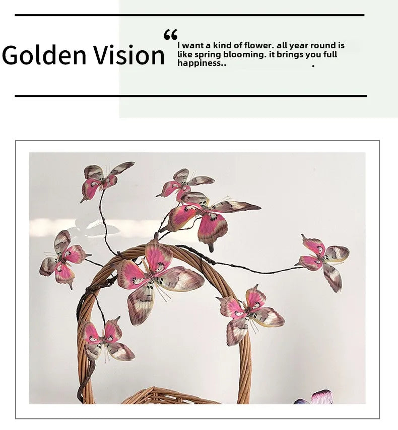 27.6 Inch Artificial Butterfly Flowers with Dried Branches Faux Floral Arrangement for Home Decor Window Display Wedding