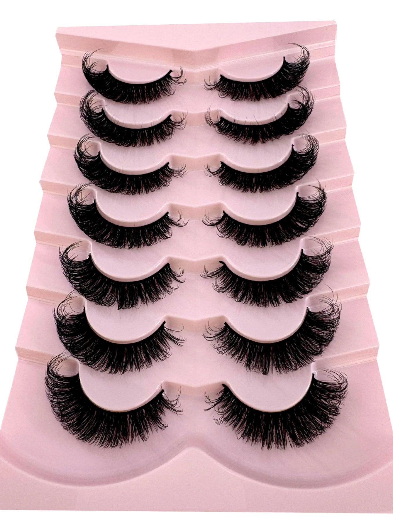 7pairs Natural Russian Strip Lashes Fluffy Mink Lashes 3D False Eyelashes Fluffy Volume Eyelashes Fake Eyelash Extension Make Up
