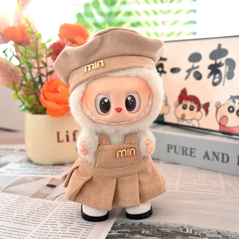 For Labubu Clothes Fashion Overalls Pleated Skirt Set Labubu Idol V1 V2 V3 Dolls Clothing Doll Accessories Blythe Clothes