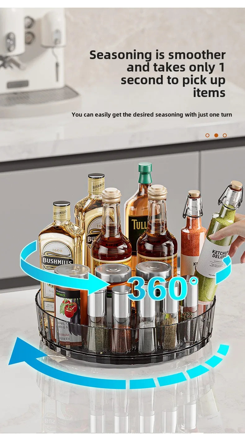 360° Rotating Plastic Storage Bins|Clear Cabinet Organizer for Kitchen/Pantry/Fridge/Cosmetic |Space-Saving Round Container
