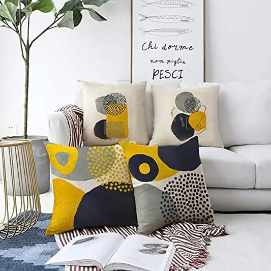 Pillow Cover Geometric Style Simple Color Modern Sofa Home Decoration Cushion Cover 50X50cm, Yellow Blue Autumn decoration