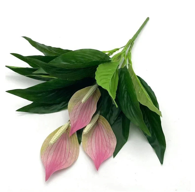 Artificial Green Plants Fake Anthurium  Potted Plants Desktop Ornaments Home Decoration Wedding Venue Decoration Fake Flowers