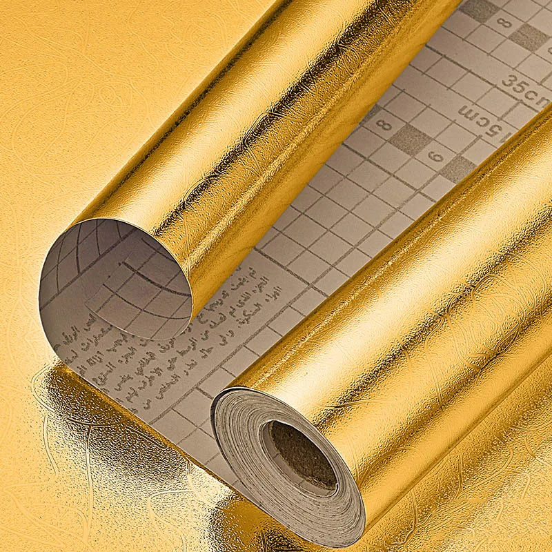 Waterproof Brushed PVC Gold Silver Wall Sticker Wardrobe Cabinet Self Adhesive Furniture Wallpaper Old Fridge Refurbishment Film