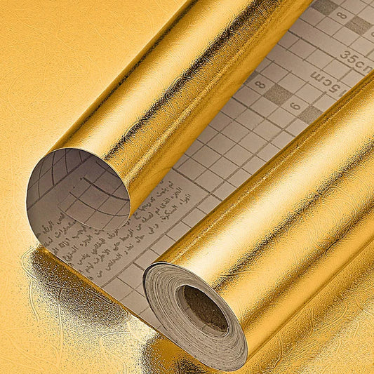 Waterproof Brushed PVC Gold Silver Wall Sticker Wardrobe Cabinet Self Adhesive Furniture Wallpaper Old Fridge Refurbishment Film