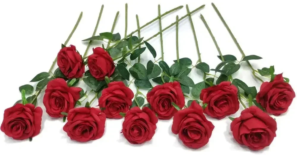 12 PCS Artificial Flowers Roses Silk Flowers Fake Long Stem Artificial Black Roses for Home Party Halloween Decorations
