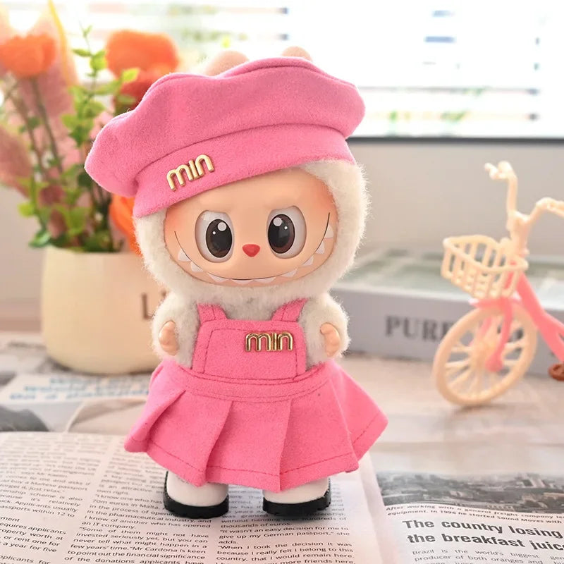 For Labubu Clothes Fashion Overalls Pleated Skirt Set Labubu Idol V1 V2 V3 Dolls Clothing Doll Accessories Blythe Clothes