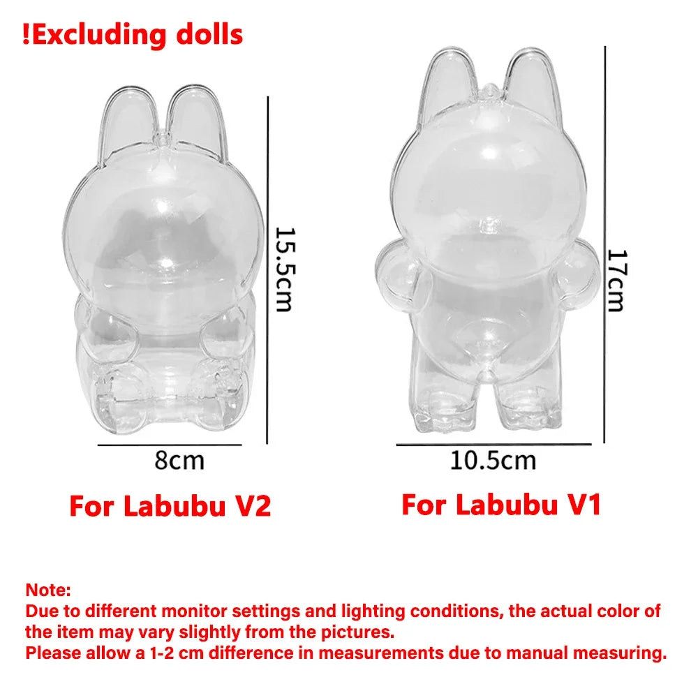 For Labubu Transparent Protective Case LABUBU Doll Protector Portable Pendant Storage Box for Labubu Clear Display Bag 1pc