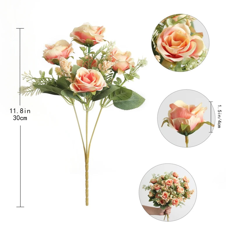 Artificial Rose Flowers Bouquet Silk Fake Flowers for Home Room Decor Garden Wedding Decoration Party Table Center DIY Ornaments