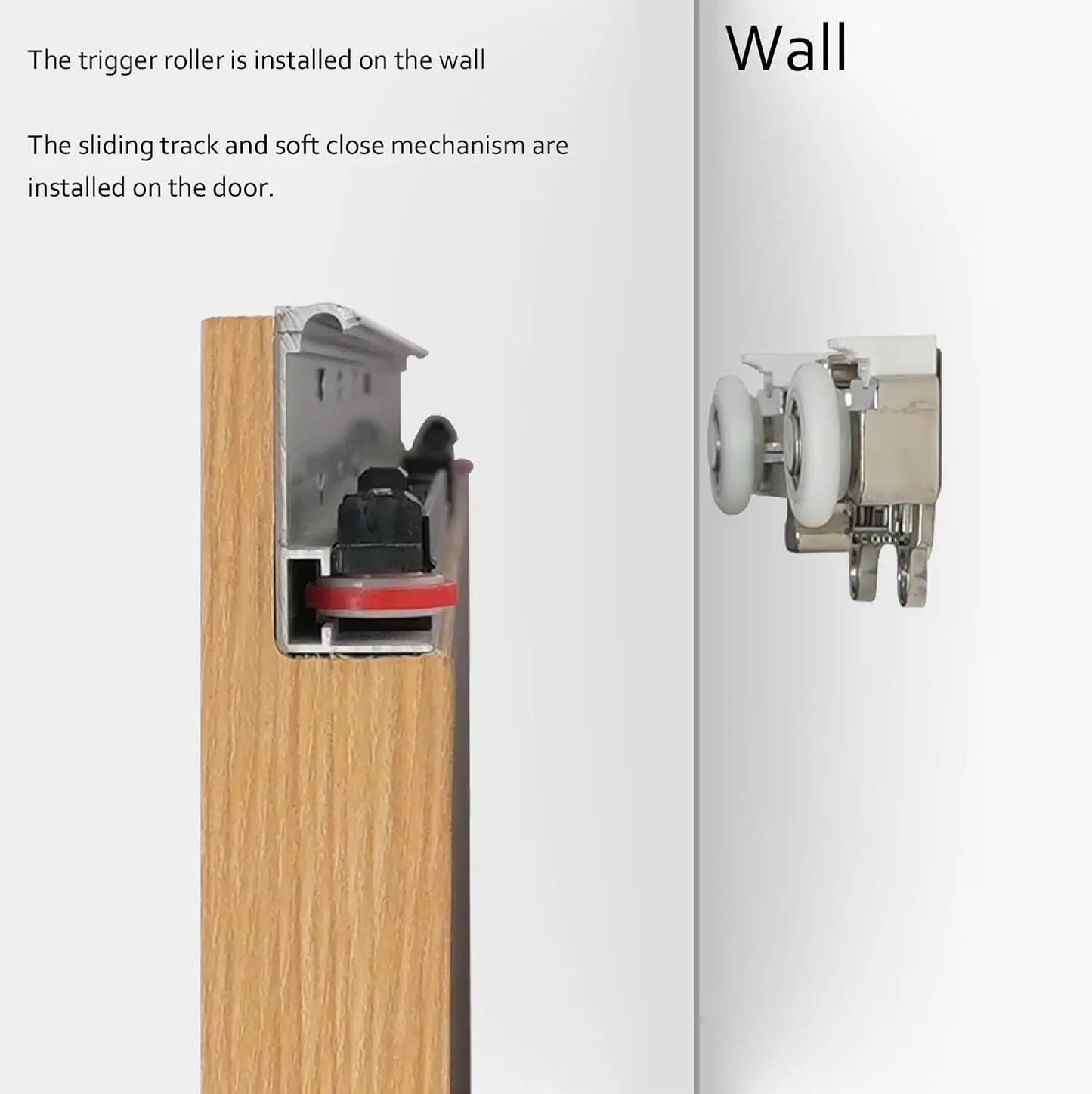 42" Hidden Sliding Barn Door Hardware Track Kit,Floating Soft Closing Interior Wall Mount Track Rolling Set,No Floor Rail