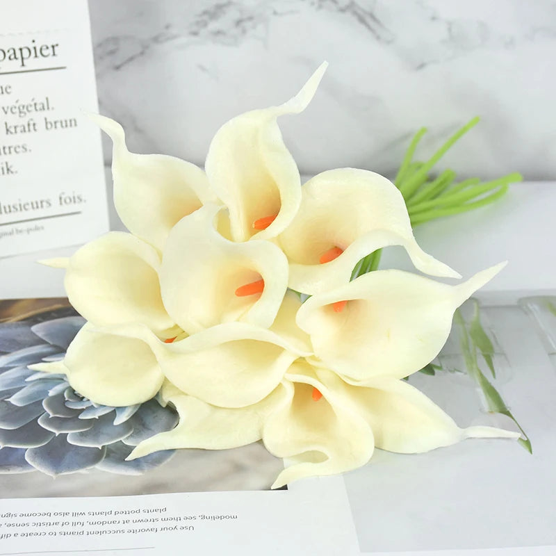10/5Pcs Fake Calla Lily Artificial Flower Decorations for Home 37cm Flower Wedding Bridesmaids Bouquet
