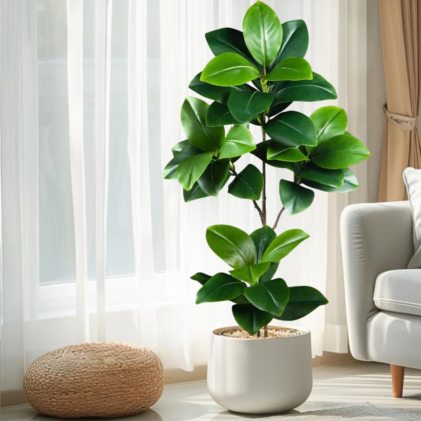 76-135cm  Artificial Plants Fake Bamboo Tree Branch Plastic Nandina Leaves Tall Green Landscape For Home Garden Decor