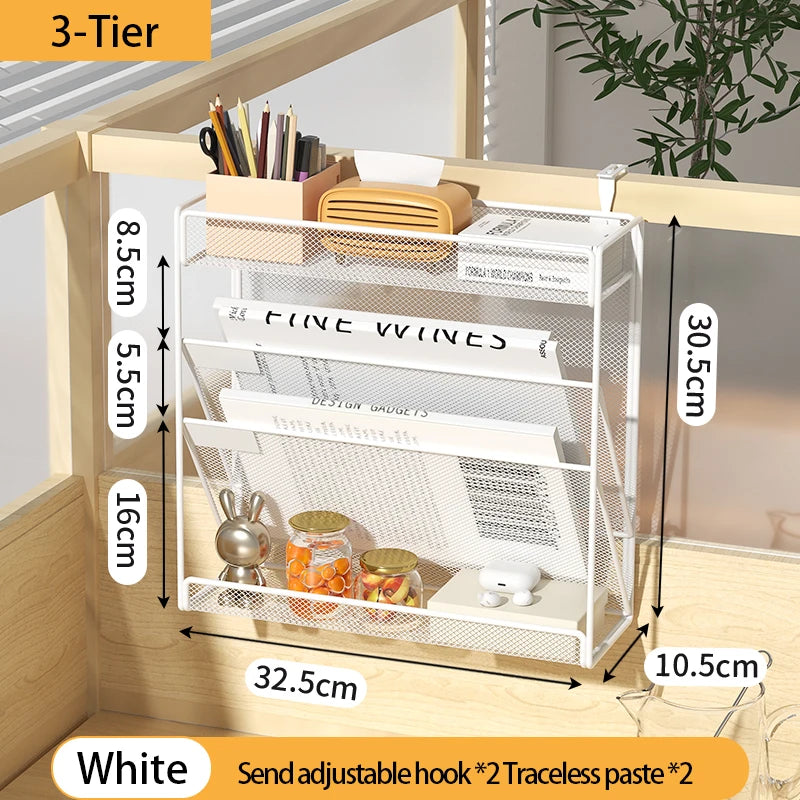 Wall File Holder 5 Pocket Mesh Hanging Wall Organizer Vertical Hanging File Folder Holder Magazine Rack for Paper Organization