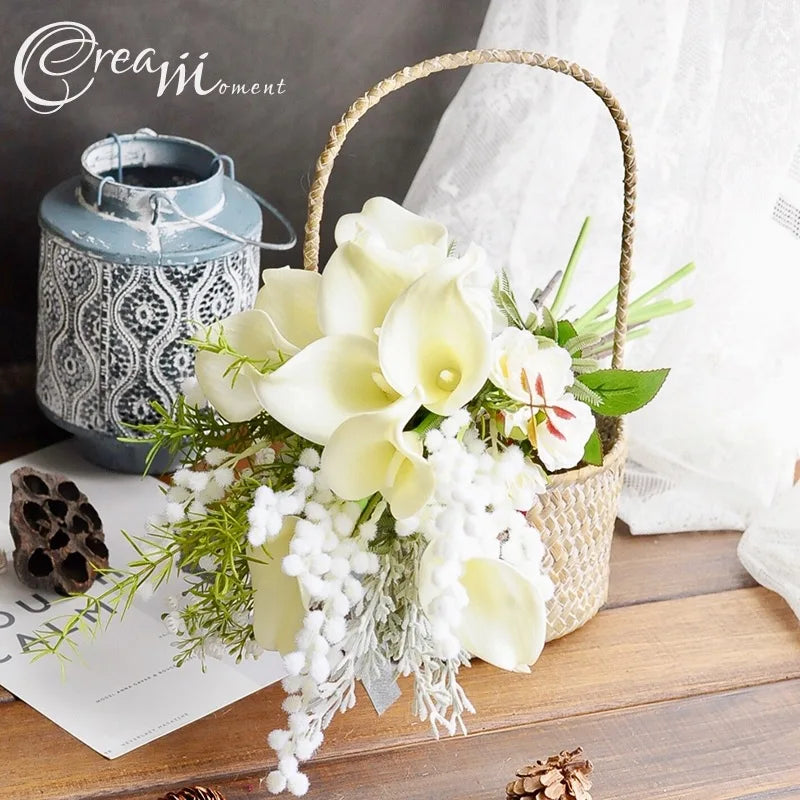 10/5Pcs Fake Calla Lily Artificial Flower Decorations for Home 37cm Flower Wedding Bridesmaids Bouquet