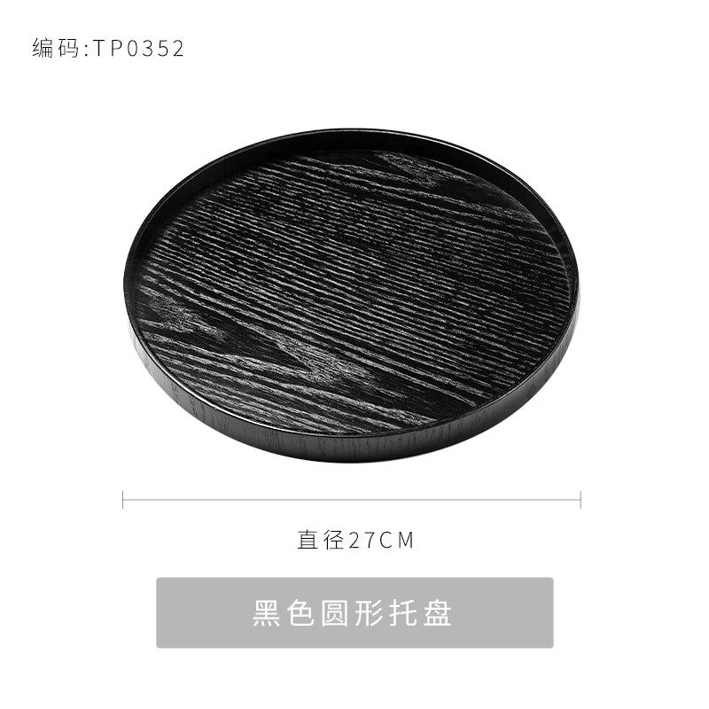 Black Wooden Tray Rectangular Solid Wood Flat Tray Restaurant Dessert Coffee Tray Household Tea Tray Trays Decorative