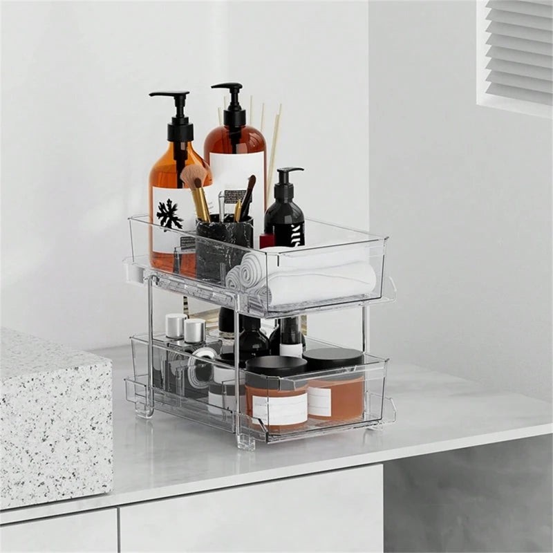 Acrylic Stackable Drawer Organizer Tray for Under Sink Office Multi-Purpose Storage Container Slide-Out Clear Container
