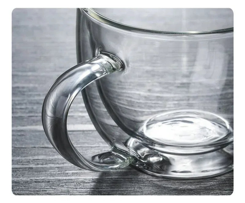150/250/350ML Glass Cup with Handle Heat Resistant High Borosilicate Double Wall Glass Coffee Milk Beer Cups Kitchen Tools Gift