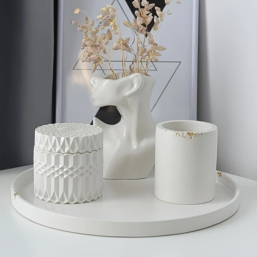 1set Silicone Mold Resin Storage Jar Jewelry Box with Lid, Round Container Jar Casting for Candle Holder DIY Resin Craft