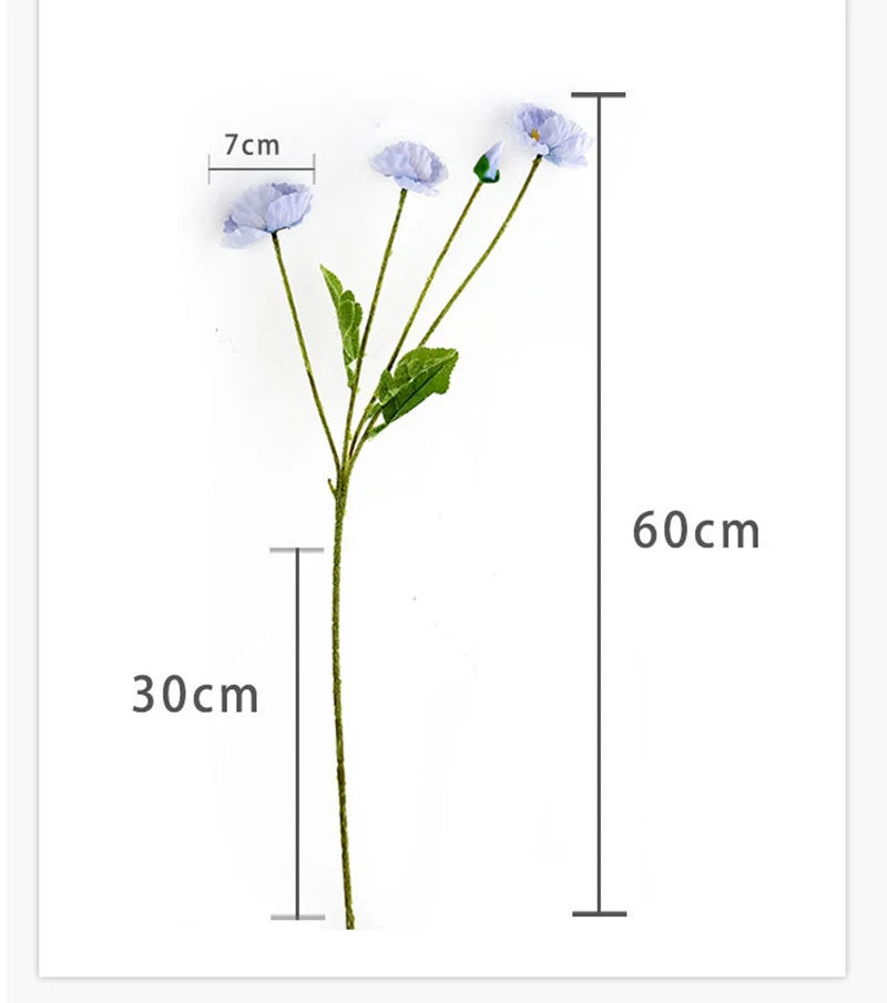 Artificial Silk Flowers Simulation Poppies Wedding Decoration Long Fake Poppy Branch Home Table Decor Ornaments Wedding Flowers