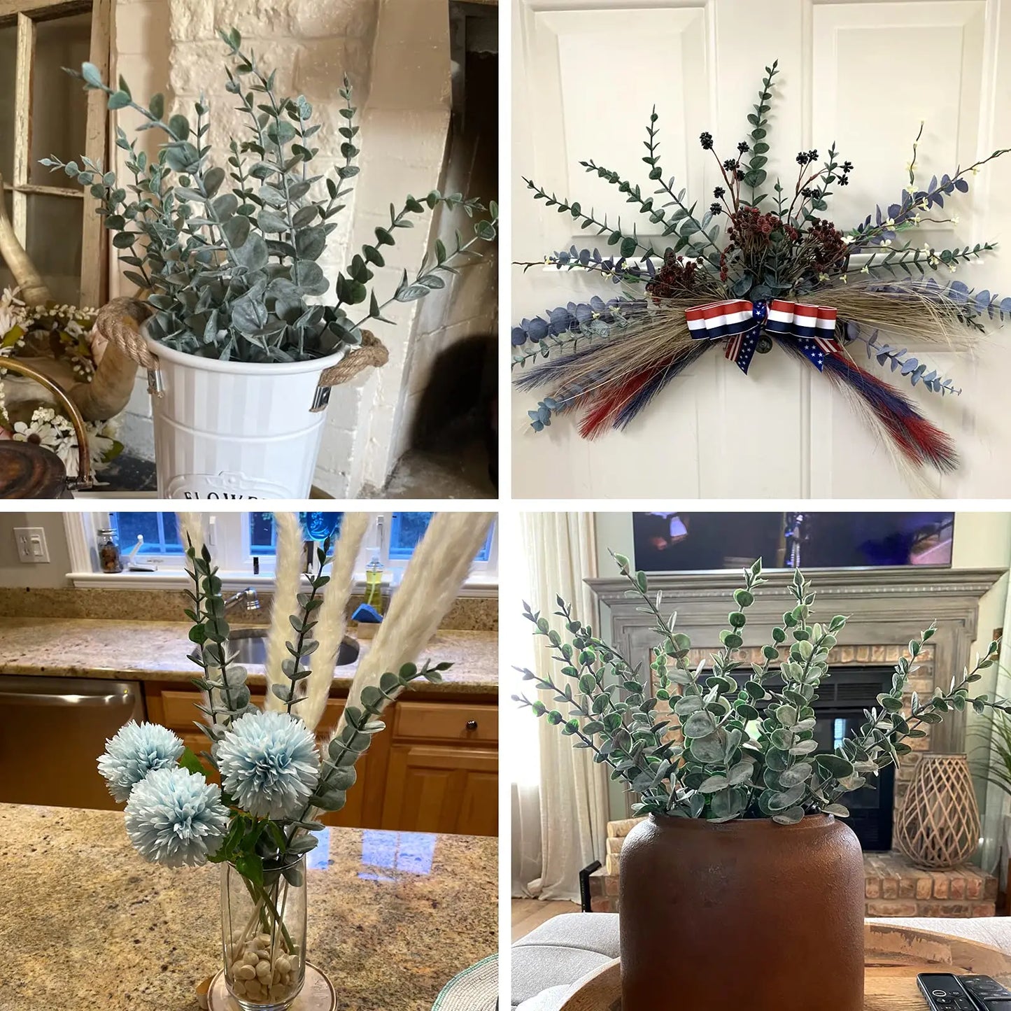 10pc 38CM Artificial Plants Eucalyptus Leaves Green Leaf Branches Flowers Wreath DIY Bouquet Centerpiece Wedding Home Decoration