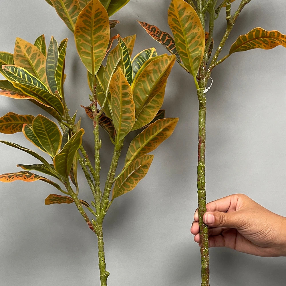 80-120cm Artificial Large Tropical Plant Branch Fake Magnolia Leaves Plastic Banyan Tree Branch for Home Garden Party Decoration