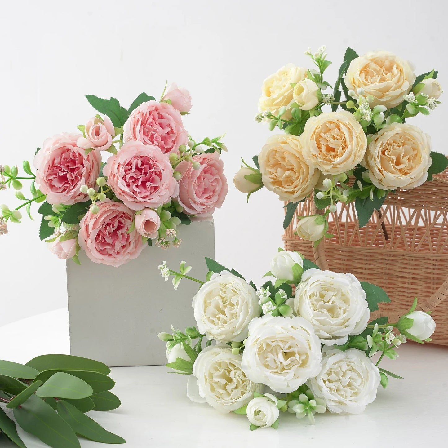 1pc Artificial Flower for Decoration Fake Flowers Silk Peony Faux Bouquet Plastic Arrangements for Home Bridal Wedding Party