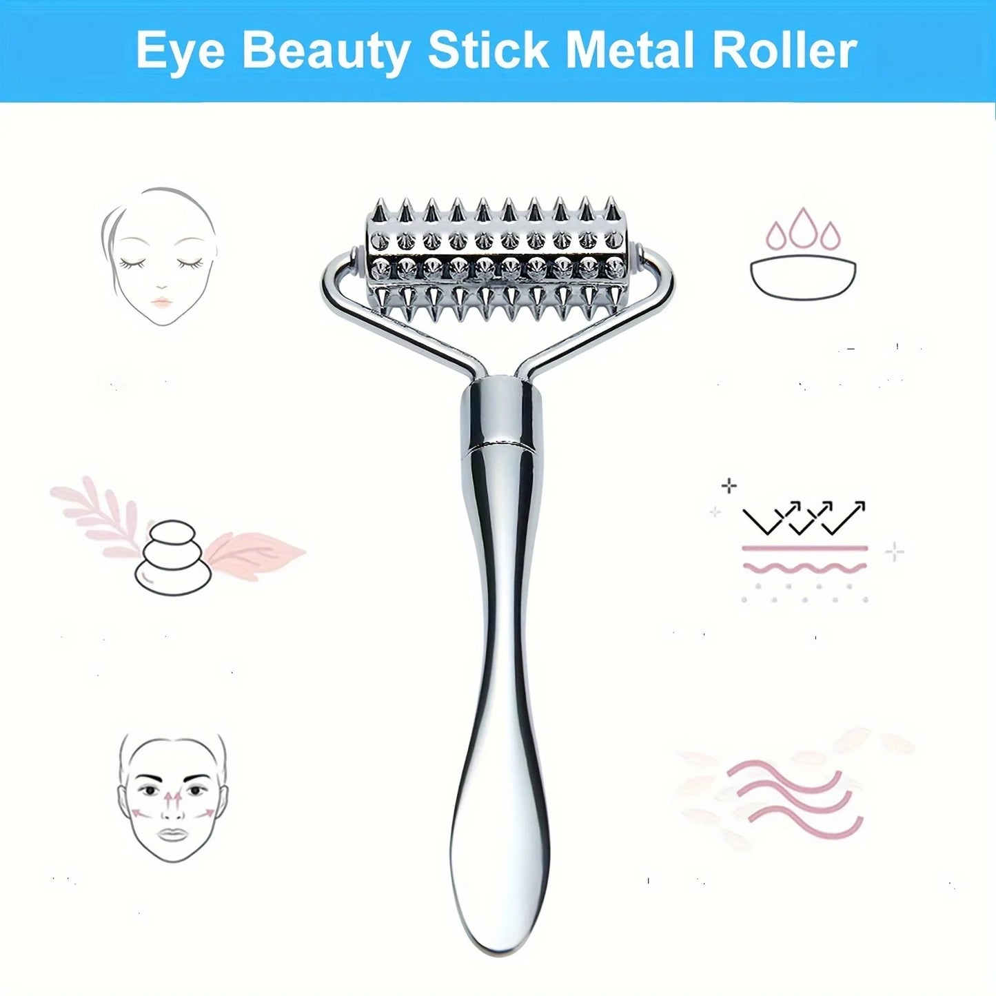 Stainless Steel Facial Massage Roller Gua Sha Tool Massager for Face Full Body Beauty SPA Skin Care Tools Acupressure Massager