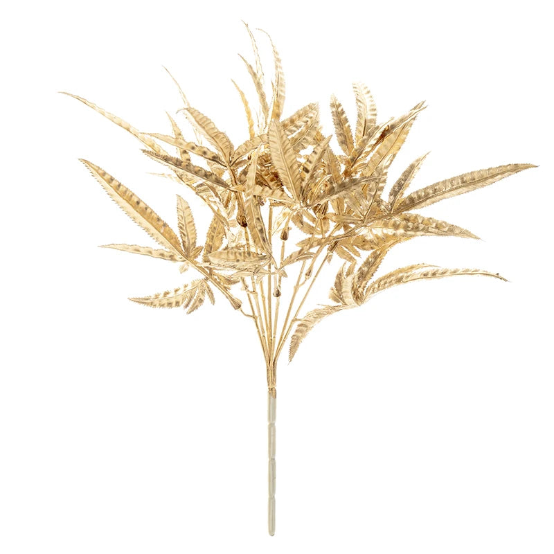 Artificial Plants Gold Fake Flowers Plastic Grass Wedding Arrangement Leaves Autumn Home Party Supplies Christmas Decorations