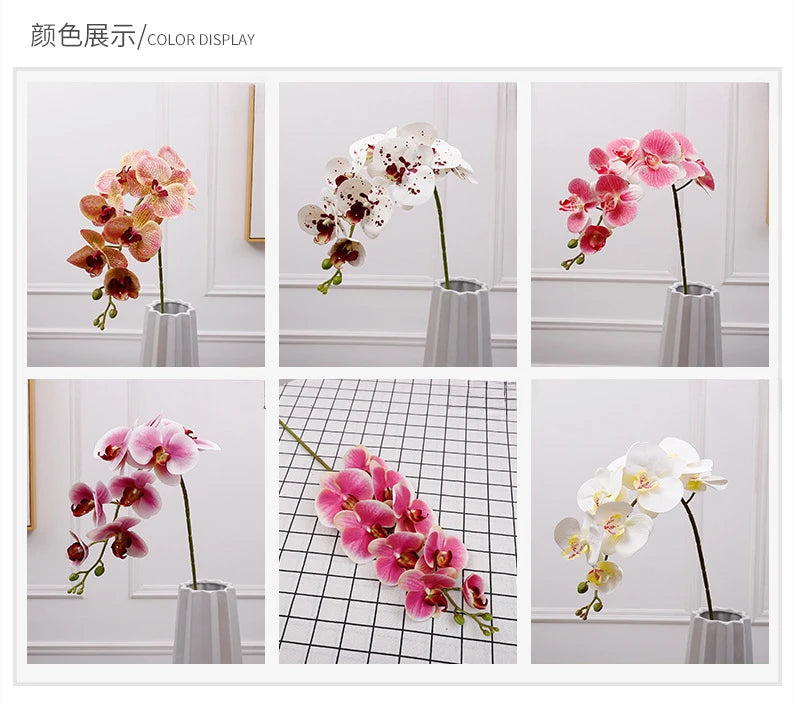 Artificial Butterfly Orchid Fake Phalaenopsis Flowers Artificial Orchid Stem Plants for Wedding Home Decoration