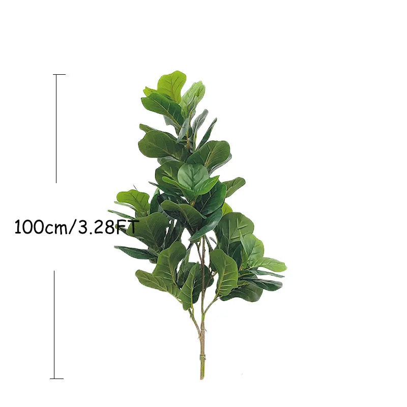 3.9FT Tropical Tree Large Artificial Ficus Plants Branches Plastic Fake Leafs Green Banyan Tree For Home Garden Room Shop Decor