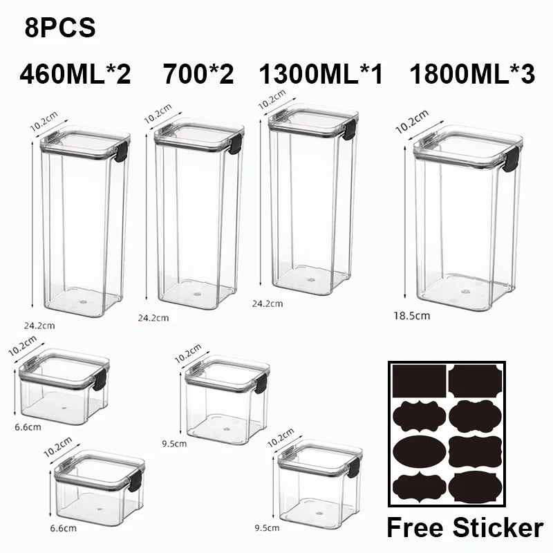 Food Storage Containers Kitchen Storage Tissue Preservation Transparent Containers Multigrain With LIDS Household Airtight Cans