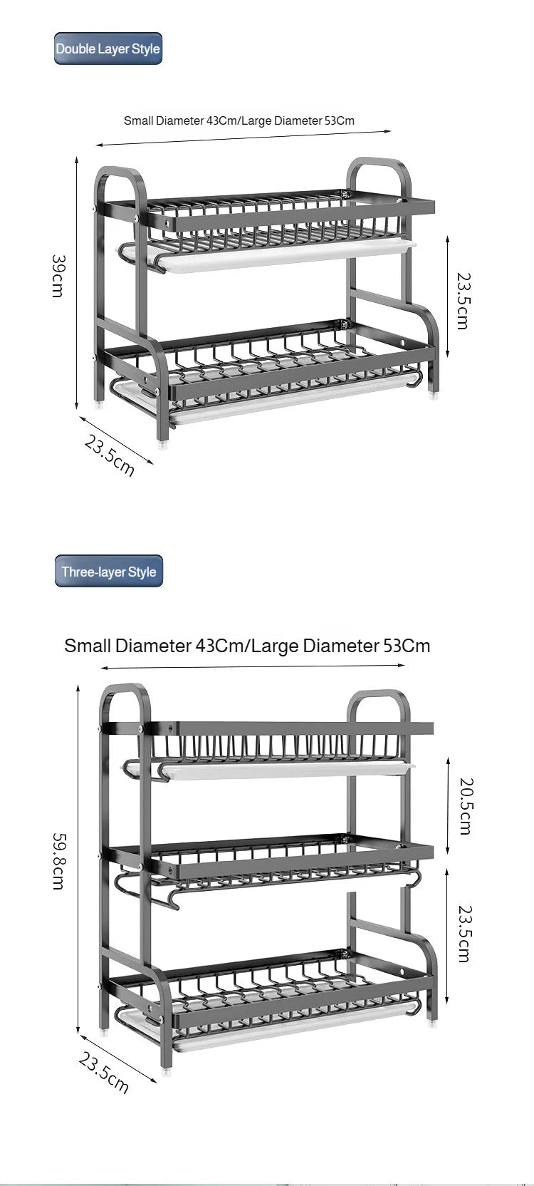 【Multi-Functional Kitchen Storage Rack】Dish Plate Organizer with Drainage Rack Countertop Utensil Holder for Chopsticks &