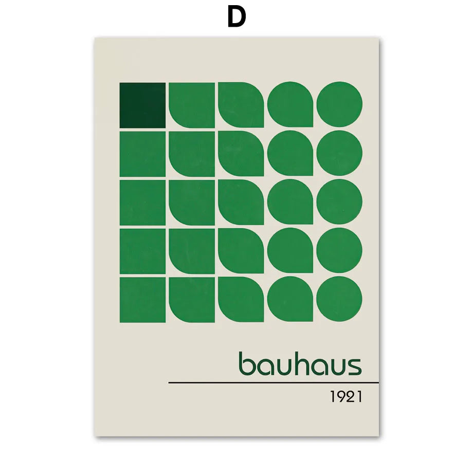 Scandinavian Modern Minimalist Wall Art Abstract Bauhaus Green Beautiful HD Canvas Poster Prints Home Bedroom Living Room Decor